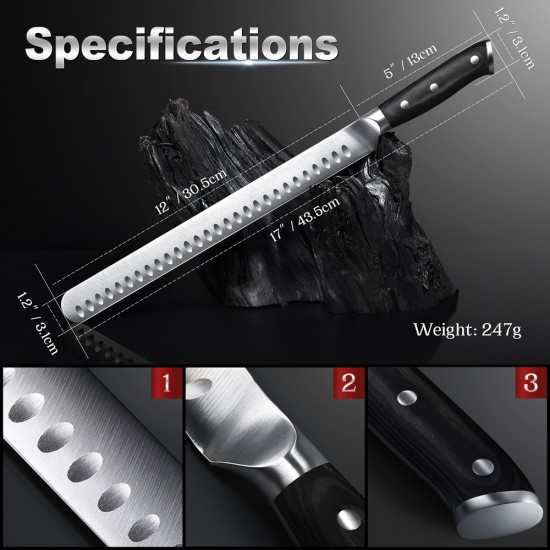 Stainless Steel Ham Meat Slicing Knife 12inch Beef Brisket Knives Metal Watermelon Knife