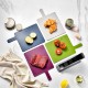 Fast Selling 4-Piece Smart Kitchen Gadgets Index Plastic Chopping Cutting Board Set with Storage Stand and Food Icons