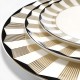 Luxury Gold and Black Rim Charger Plates  Bone China Nordic Style Geometric Stripe Dinner Plates in Wedding