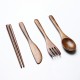 Reusable Fork Knife and Spoon Set for Travel Camping Natural Wooden Kids Cutlery Flatware Sets