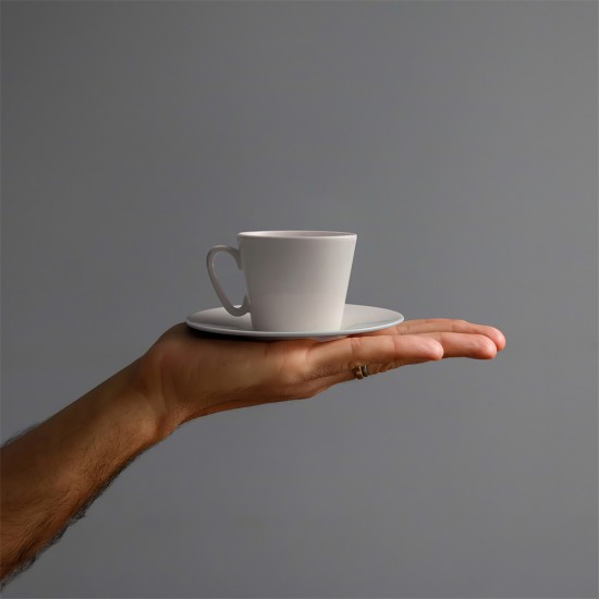 Custom Logo Espresso Cup and Saucer Set Fine Bone China Demitasse Cups 80ml White Small Coffee Tea Cups