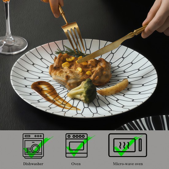 Wholesale Nordic Restaurant Plates and Cutlery Unique Black and White Dinner Dishes Plate Hotel Ceramic Suppliers