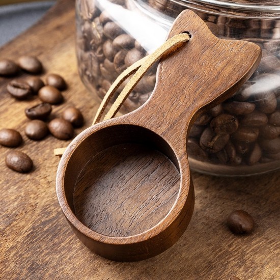 Eco-Friendly Walnut Wood Espresso Coffee Bean Spoon Accessory for Measuring and Dosing Tea Sugar Coffee