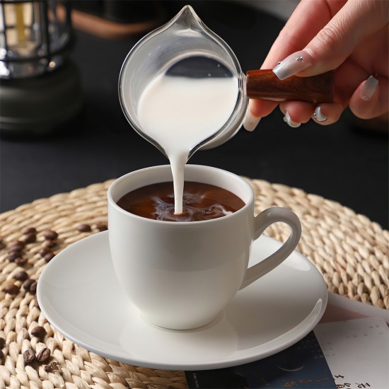 Personalized Turkish Coffee Cups and Saucer Set Fancy Bone China 3.5 oz White Espresso Cups Set