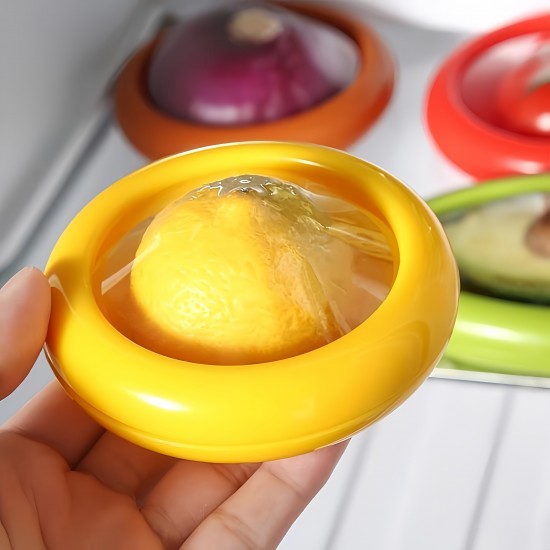 Creative Fruit and Vegetable Silicone Fridge Fresh-Keep Containers Flexible Visibility Fruit & Vegetable Saver Box for Lemon