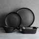 Wholesale Matte Black Pizza Pan Ceramic Flat Steak Plates Europe Style Rimmed Dinner Plate for Restaurant
