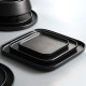 Matt Black Square Porcelain Dinner Plate Set Sushi Plates Set for Restaurant Black Square Steak Plate Ceramic Tea Tray