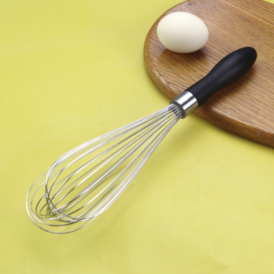 Practical Kitchen Baking Tools Manual 12 Inch Stainless Steel Egg Beater Egg Whisk with Plastic Handle