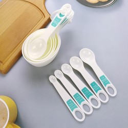 Kitchen Baking Measuring Set Multi Purpose 12 Pieces White Nesting Plastic  Measuring Spoon and Measuring Cup Sets