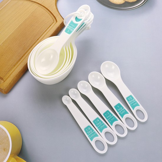 Kitchen Baking Measuring Set Multi Purpose 12 Pieces White Nesting Plastic  Measuring Spoon and Measuring Cup Sets