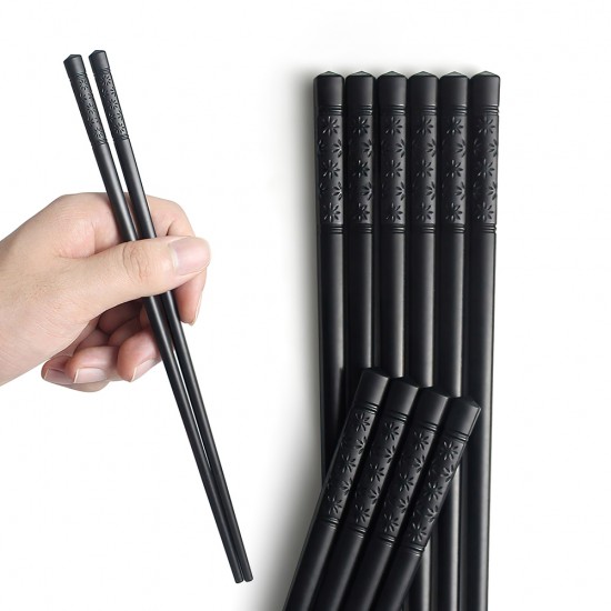 High Quality Black Fiberglass Chopsticks Reusable Asian Sushi Chop Sticks for Food