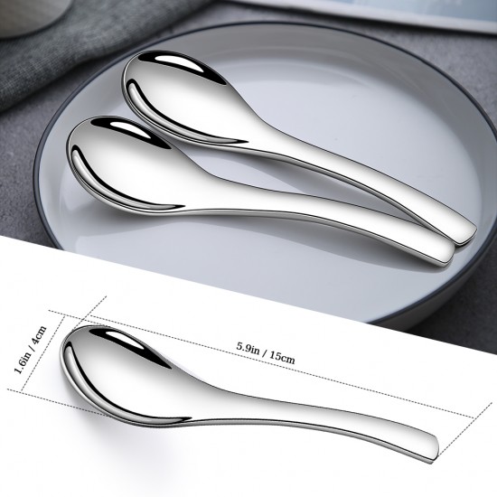 Luxury Stainless Steel Earl Serving Spoons for Soup Custom Metal Round Dessert Spoon