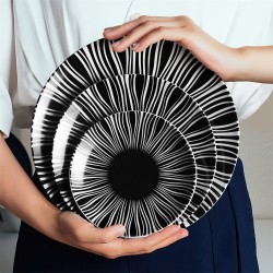 Wholesale Nordic Restaurant Plates and Cutlery Unique Black and White Dinner Dishes Plate Hotel Ceramic Suppliers