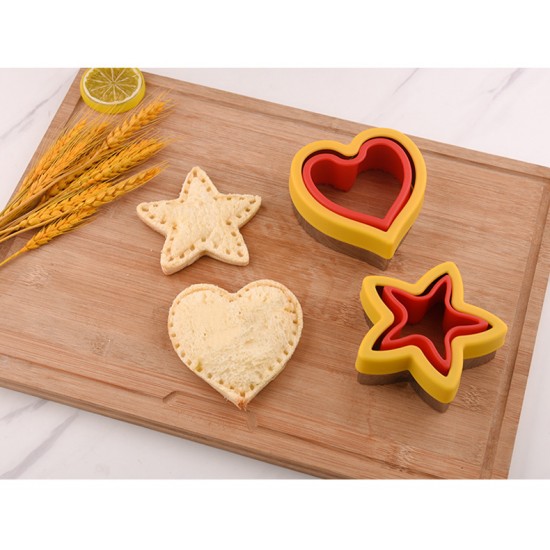 Stainless Steel Heart-shaped Sandwich Mold 2 in 1 Press-type DIY Baking Sandwich Cookies Cutter and Sealer