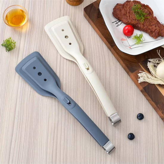 High Quality 2-in-1 Grip Flip Spatula Tongs Heat Resistant Silicone Clamp for Frying Eggs Chicken Wings Multipurpose Utensil