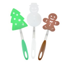 Christmas Gift Nylon Cooking Utensil Set of 3 Piece Cute Snowman Tree Gingerman Shape Non Stick Kitchen Pancake Spatula Turner