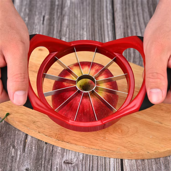 Professional Kitchen Creative Fruit Vegetable Tool 12-Stainless Steel Blade Plastic Apple Slicer with Anti-Slip Handle