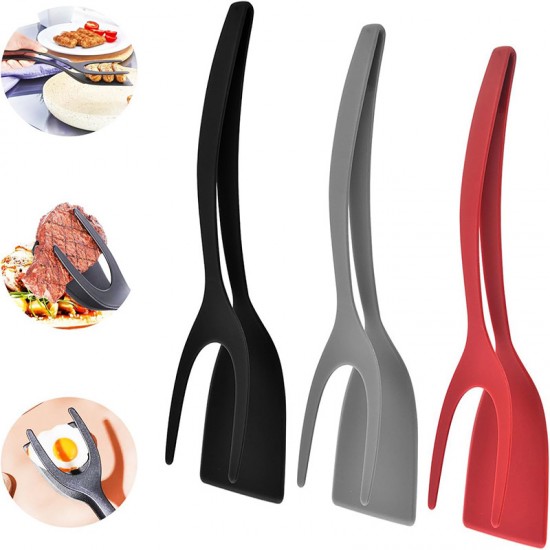 Kitchen Use Egg Flipper Steak Turner Nylon 2 in 1 Grip and Flip Spatula Tongs