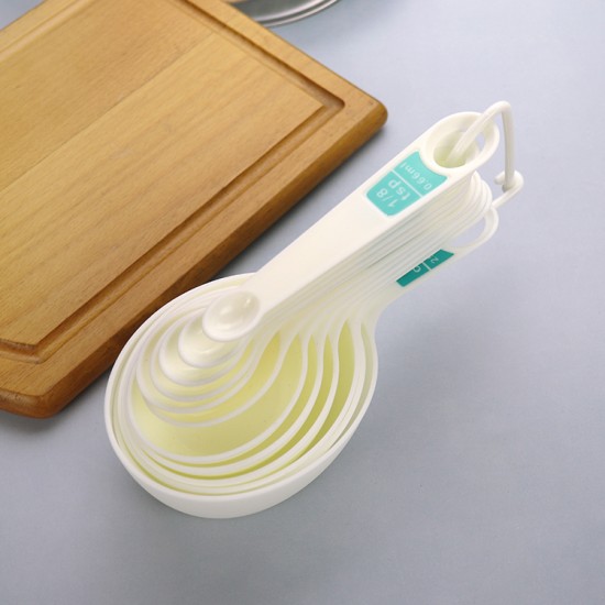 Kitchen Baking Measuring Set Multi Purpose 12 Pieces White Nesting Plastic  Measuring Spoon and Measuring Cup Sets