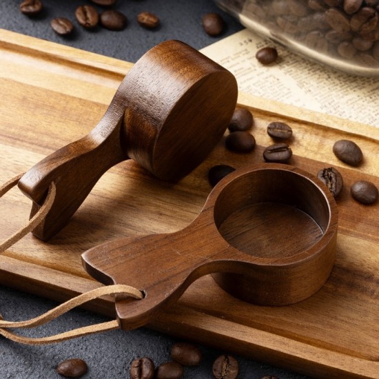 Eco-Friendly Walnut Wood Espresso Coffee Bean Spoon Accessory for Measuring and Dosing Tea Sugar Coffee