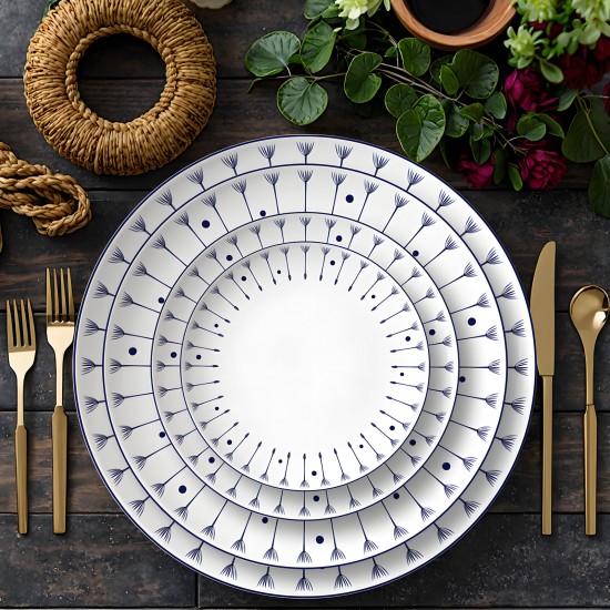 Blue Dandelion Seeds Decorative Plates for Events Fine Bone China French Country Dishes Dinnerware