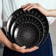 Wholesale Porcelain Geometric Stripe Dinner Plate Nordic Black and White Ceramic Plates for Restaurant Decoration