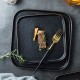 Matt Black Square Porcelain Dinner Plate Set Sushi Plates Set for Restaurant Black Square Steak Plate Ceramic Tea Tray