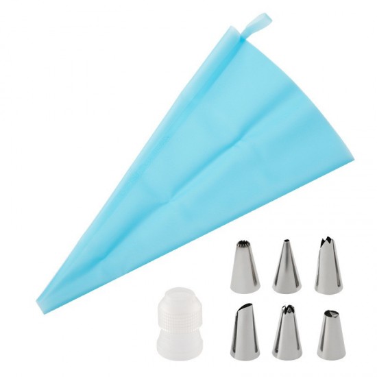 8 Pieces Baking Cake DIY Icing Piping Tips Nozzles Set Stainless Steel Nozzles Plastic Coupler and EVA Pastry Bag