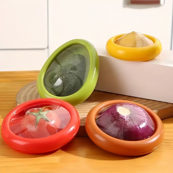 Creative Fruit and Vegetable Silicone Fridge Fresh-Keep Containers Flexible Visibility Fruit & Vegetable Saver Box for Lemon