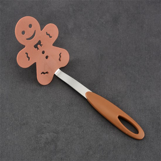 Christmas Gift Nylon Cooking Utensil Set of 3 Piece Cute Snowman Tree Gingerman Shape Non Stick Kitchen Pancake Spatula Turner