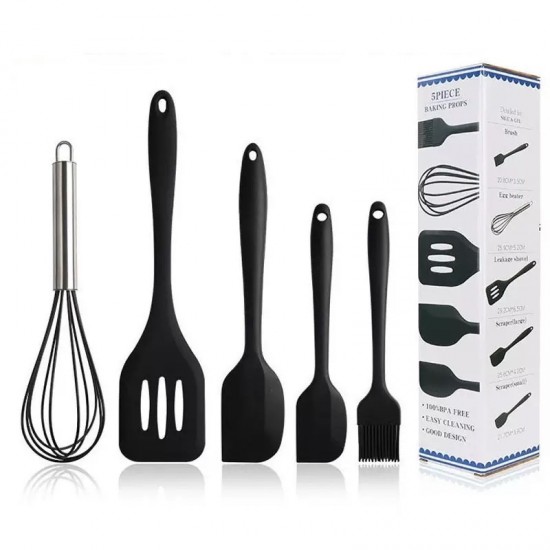 Hot Selling Luxury 5pcs Heat-Resistant Silicone Kitchen Utensils New Home and Kitchen Accessories Cooking Spatula Set