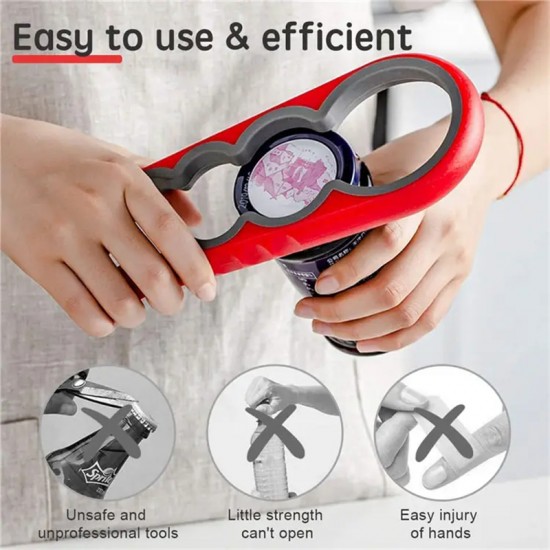 4-in-1 Non-Slip Can Lid Opener Tool Multi-Function Plastic Jar and Bottle Opener Helping Hand for Seniors with Arthritis