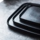 Matt Black Square Porcelain Dinner Plate Set Sushi Plates Set for Restaurant Black Square Steak Plate Ceramic Tea Tray