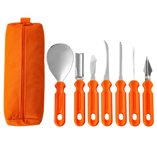 Top Seller 7PCS Halloween Pumpkin Carving Kits Premium Quality Metal PP Plastic Wholesale Set for Fruit & Vegetable Carving