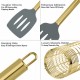 Heat Resistance Gold Plated 12 Piece Stainless Steel Handle Silicone Kitchen Cooking Utensils Set with Utensil Rack