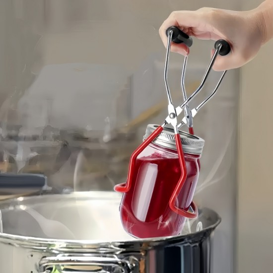 Home Premium One Handed Can Opener and Canning Tongs Metal Jar Lifter Kit for Canning