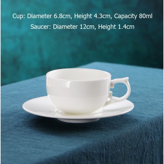Customizable Logo Espresso Shot Cups and Saucer Set  80ml Fine Bone China Small Cup for Espresso Coffee