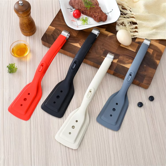 High Quality 2-in-1 Grip Flip Spatula Tongs Heat Resistant Silicone Clamp for Frying Eggs Chicken Wings Multipurpose Utensil