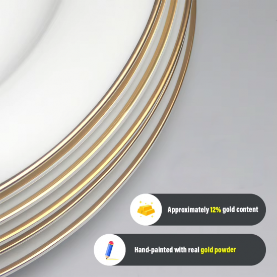 Gold Rim Bone China Dinner Set White Charger Plates for Wedding Decoration Assiette En Porcelaine